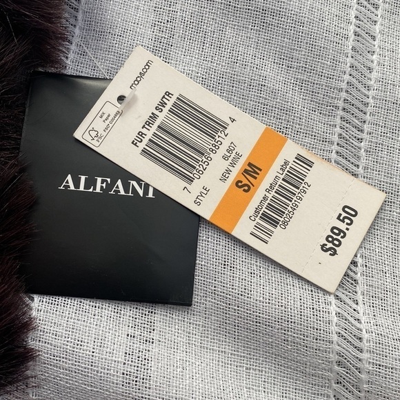 Alfani NWT plum fur trim sweater poncho. - Picture 2 of 8